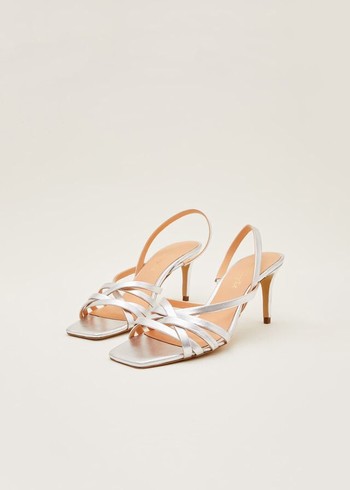 Phase Eight Strappy Sling Back Heels Silver Canada | IFDLOJ-490